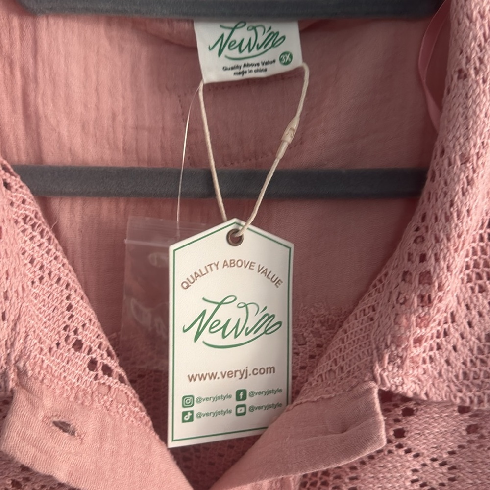 NewWill‎ Blush Lace Button-Up Blouse size 3X new w tags - Picture 2 of 4